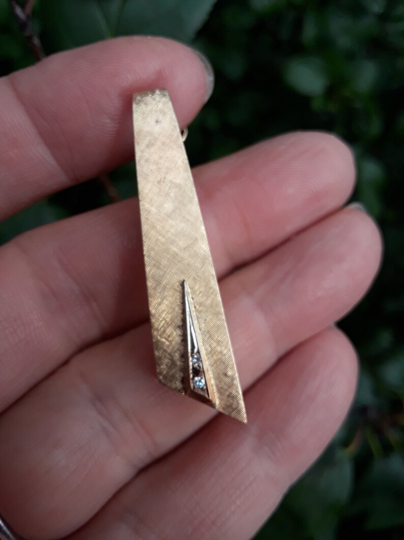 14k Gold Diamond Tie Clip Dress Clip Unique Rare Fabulous image 7