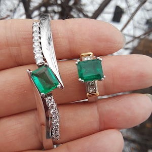 Platinum Colombian Emerald Princess Cut Diamond Wedding Engagement Cocktail Statement Ring Fabulous Exclusive One Of A Kind