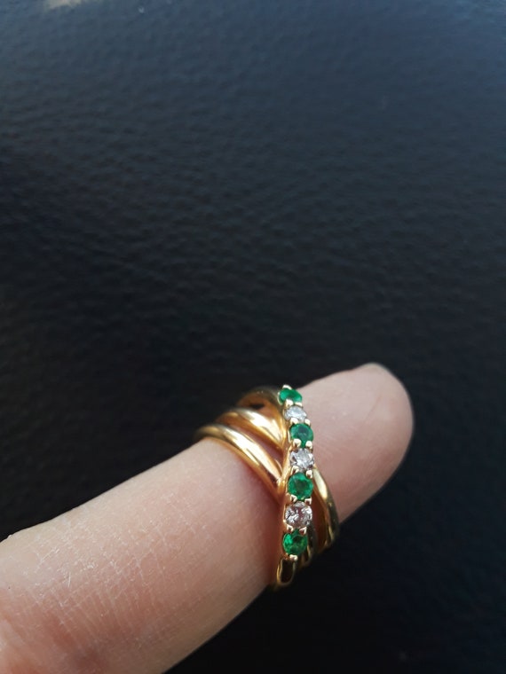 14k Gold Diamond Colombian Emerald Wedding Engage… - image 5