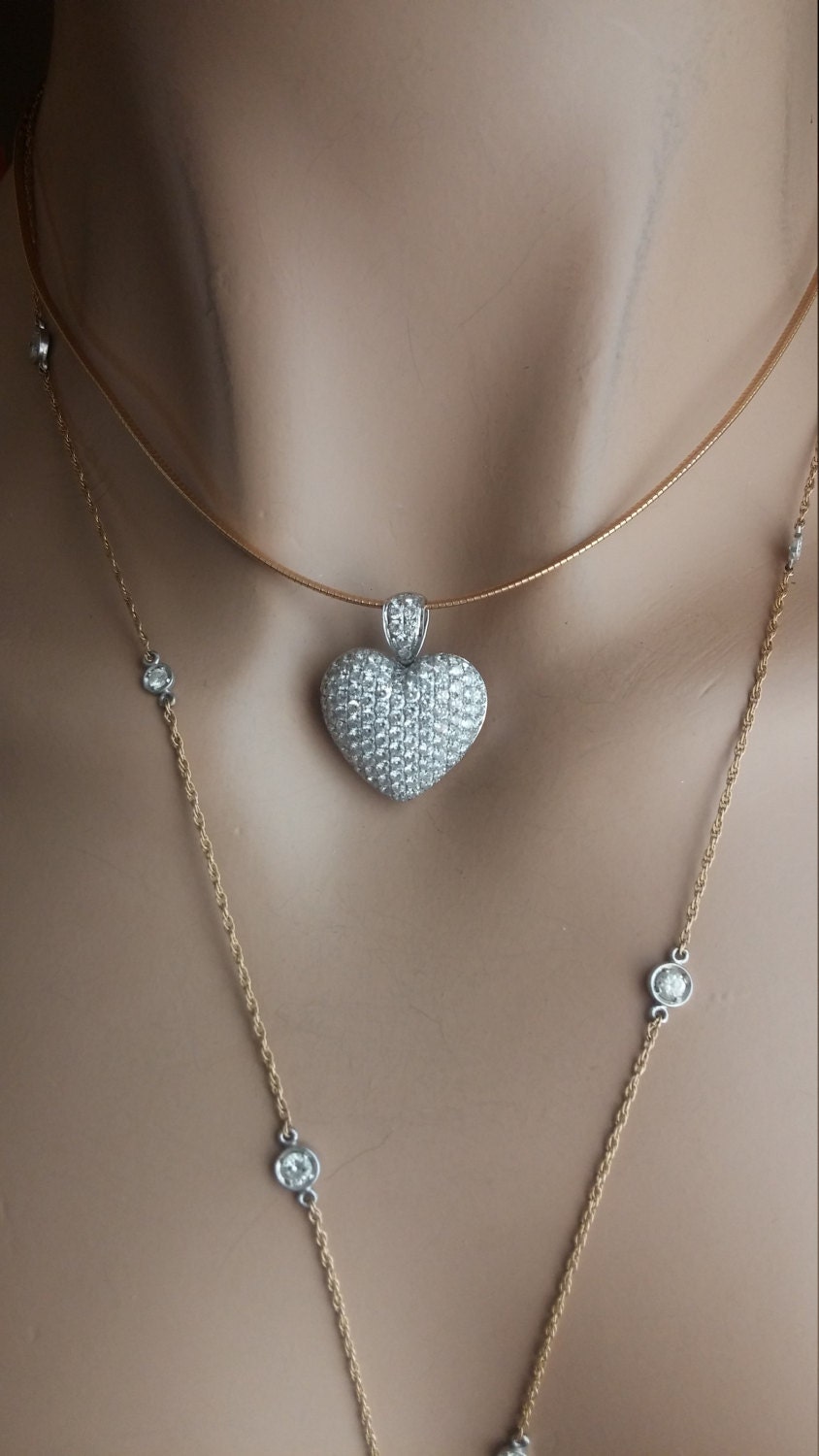 14k Gold 2.50ct Diamond Heart Locket Pendant Necklace | Etsy