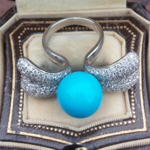 18k Gold 1.86ct Diamond Sleeping Beauty Turquoise Wedding Engagement Cocktail Ring 10 Grams Unique OOAK afbeelding 5