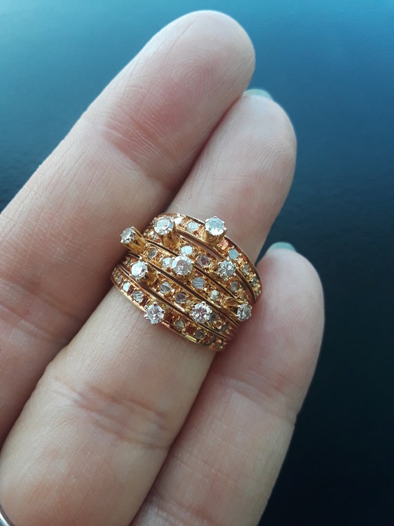 18k Gold Diamond Wedding Engagement Cocktail Ring… - image 4