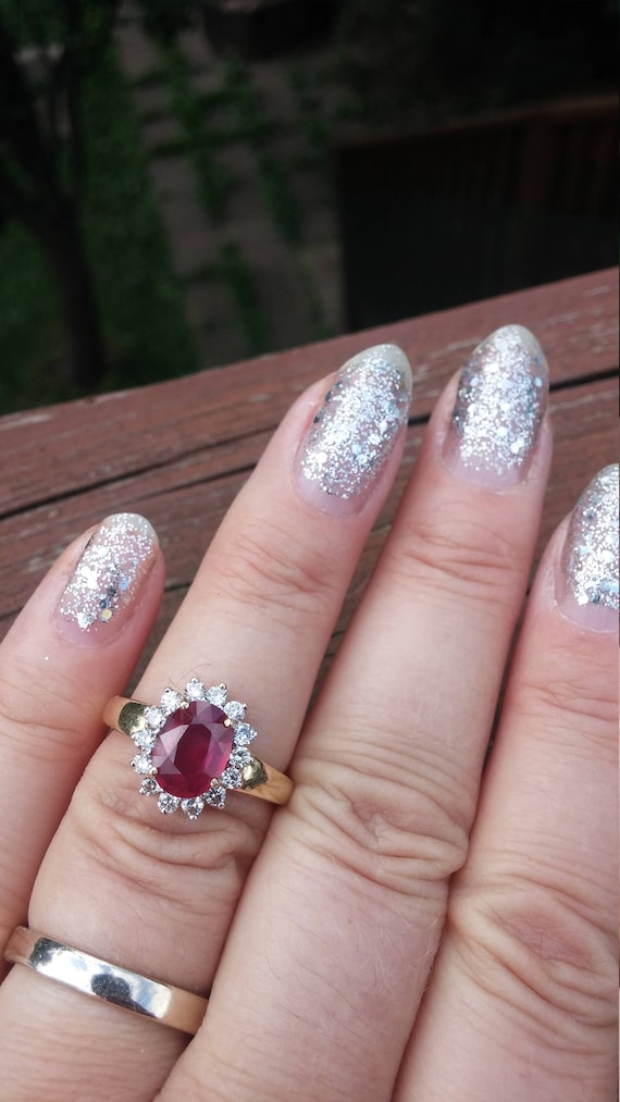 14k Gold Diamond Ruby Wedding Engagement Ring