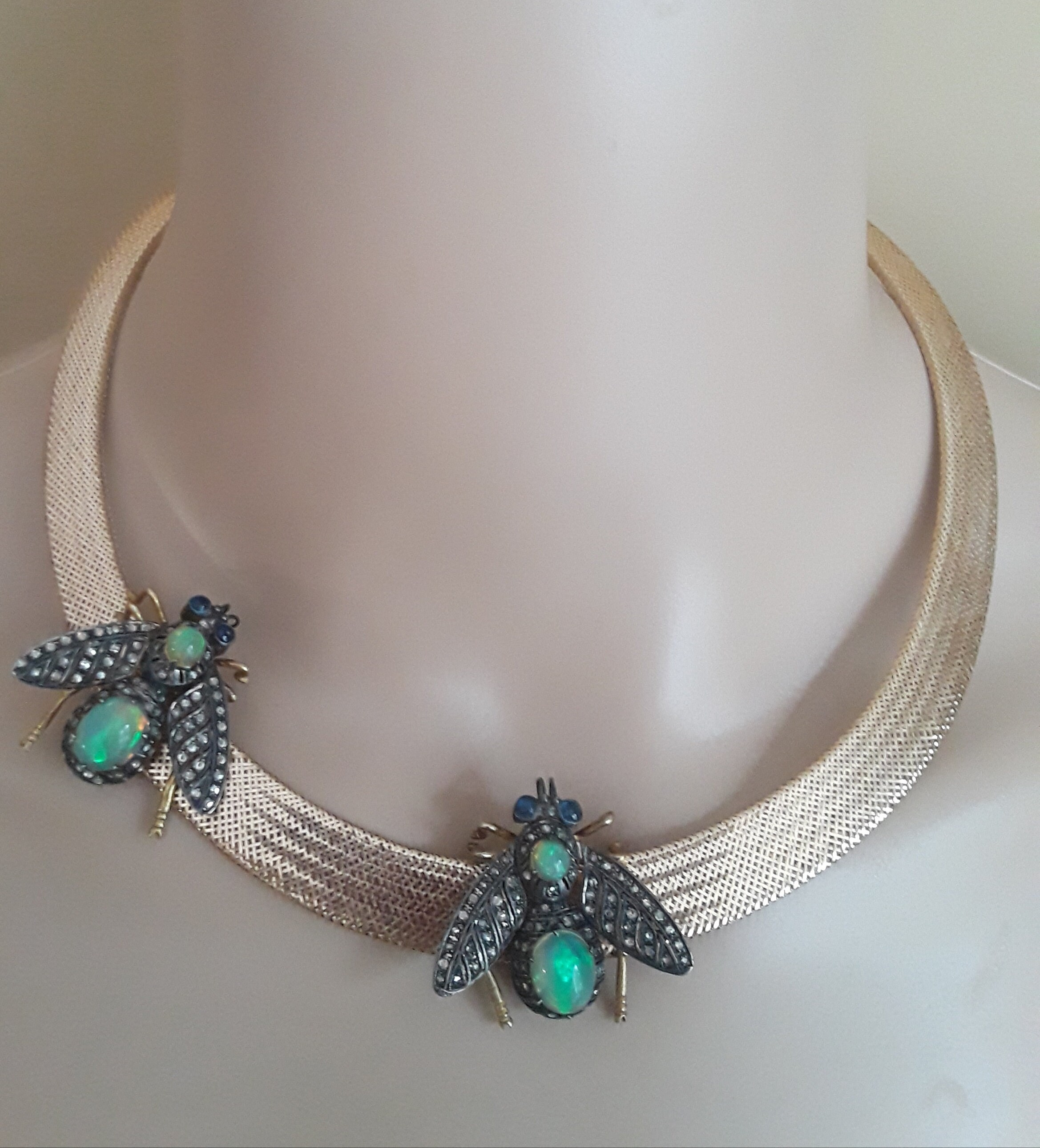Opal Fly Edwardian Style Silver Rose Cut Diamond Opal Fly Bee Brooch Pin ...