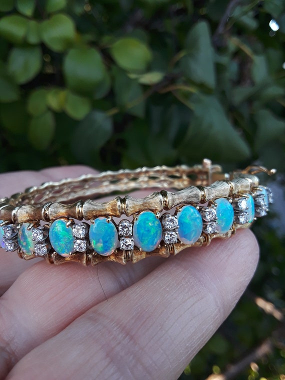 Fabulous Vintage 14k Gold Opal Native American Earrings Fabulous Vintage 14k Gold Opal Native American Earrings