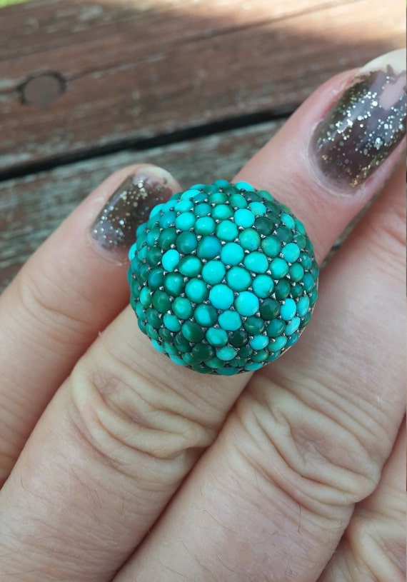 Victorian Turquoise Pave Ring Unique Rare