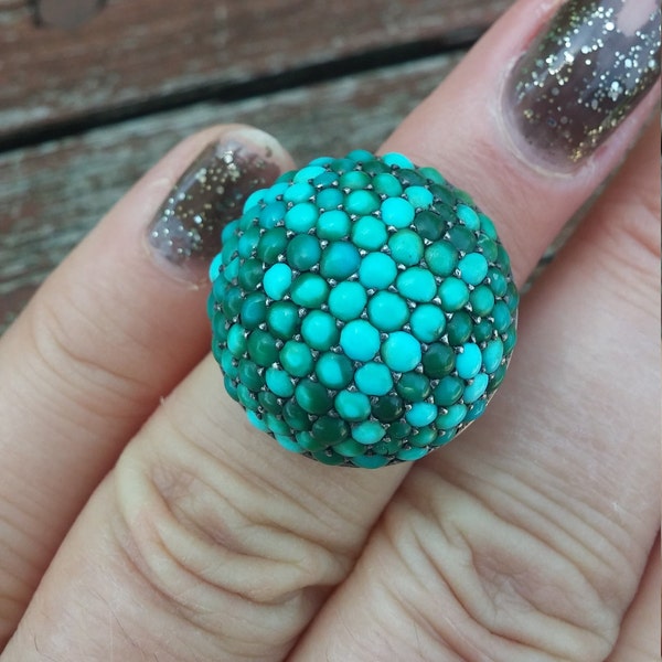 Victorian Turquoise Pave Ring Unique Rare
