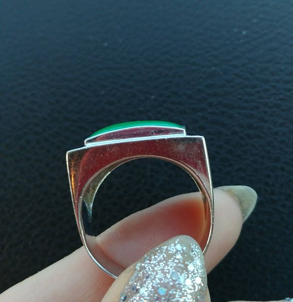 14k Gold Diamond Jade Men's Ring 15 Grams Stunning Gem