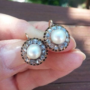 Georgian Rose Cut Diamond Pearl Earrings