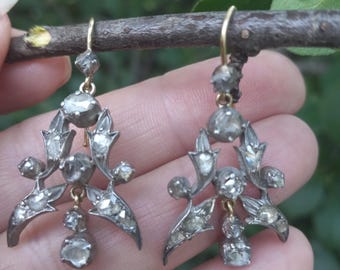 Georgian Rose Cut Diamond Dangling Earrings Fabulous Exclusive