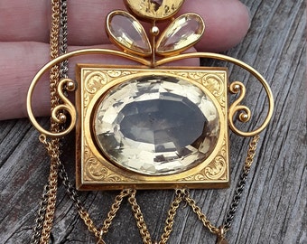 Victorian 14k Gold Citrine Chain Pendant Necklace Fabulous One Of a Kind Exclusive Museum Quality 36 Grams