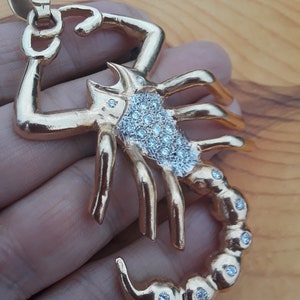 14k Gold 1ct Diamond Scorpion Pendant 56 Grams Unique ONE OF A KIND Video Available image 4