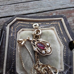 14k Gold Diamond Natural Ruby Pendant and Chain Necklace Fabulous - Etsy