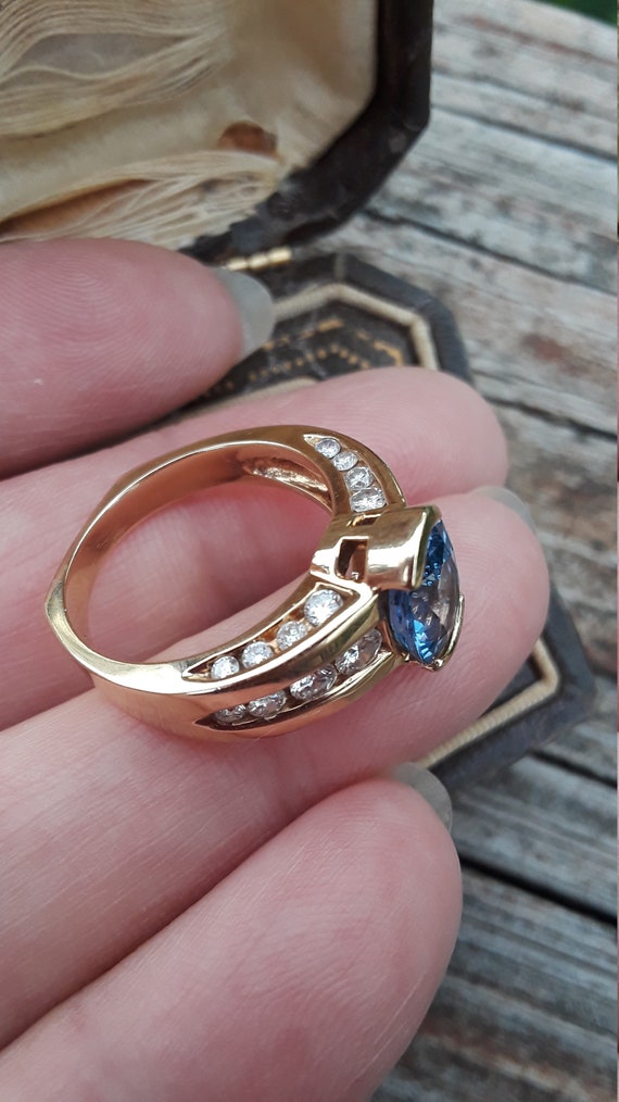 14k Gold Diamond Blue Sapphire Wedding Engagement 