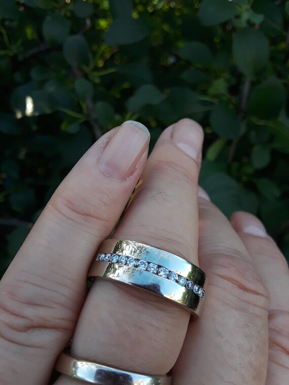14k Gold Diamond Men's Wedding Ring Band Unisex R… - image 3