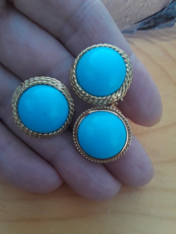 18k Gold Turquoise Earrings Ring Set Fabulous Euro