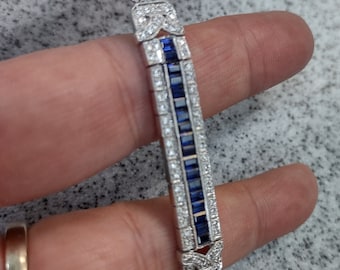 SOLD SOLD Art Deco Style 18k Gold Diamond Blue Sapphire Bracelet