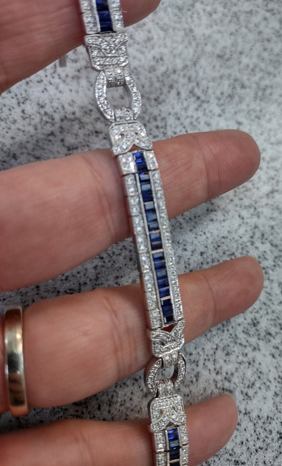 SOLD SOLD Art Deco Style 18k Gold Diamond Blue Sap