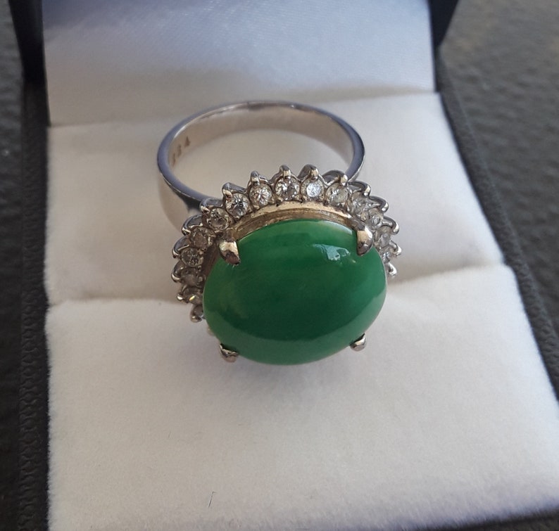 14k Gold Diamond Jade Wedding Engagement Ring Exeptional One | Etsy