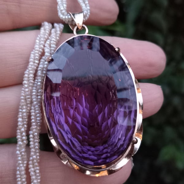14k Gold Amethyst Pendant  Large Fabulous 25 Grams