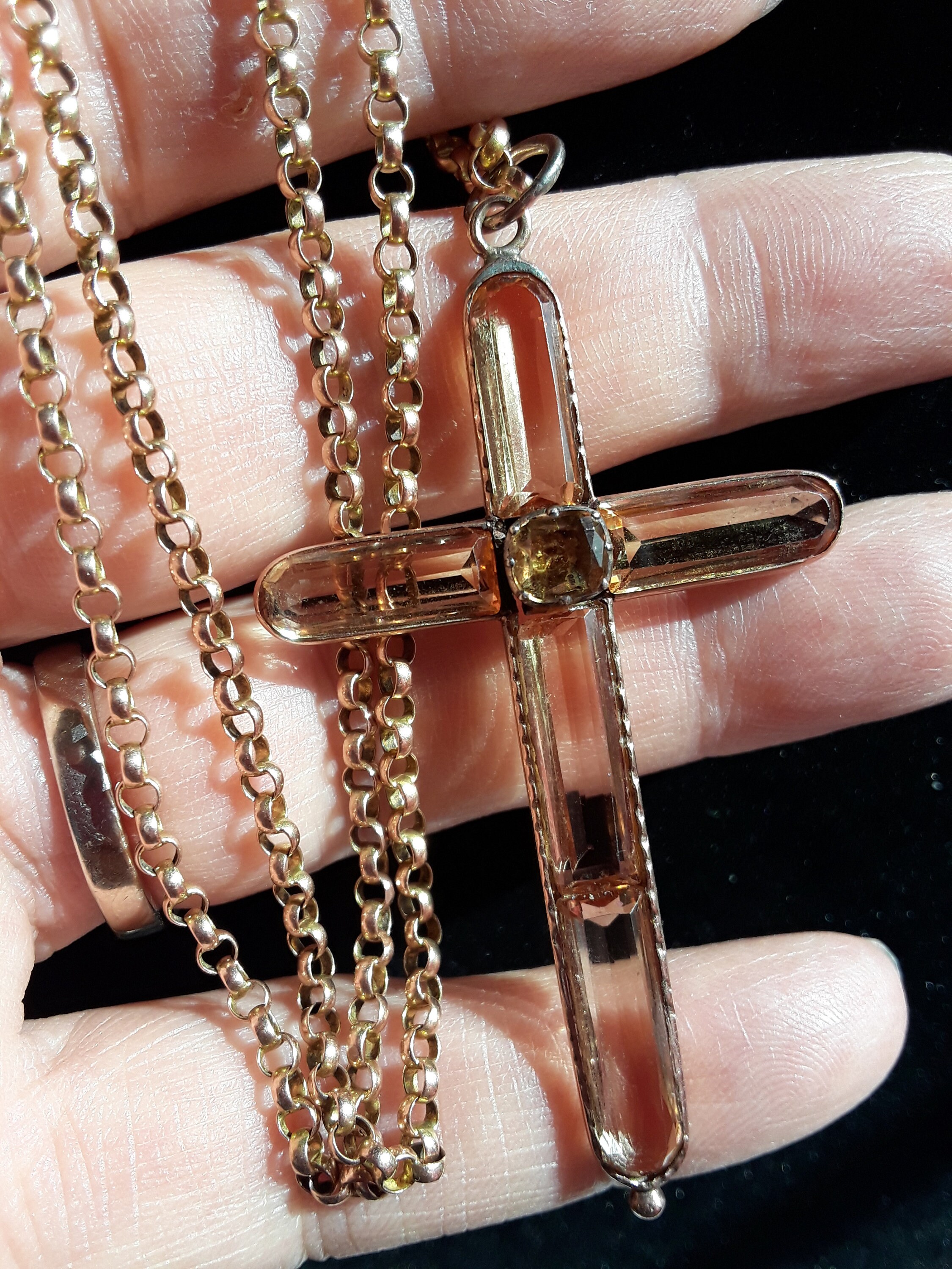 Georgian Imperial Golden VVS Topaz Cross Pendant Unique 2.5