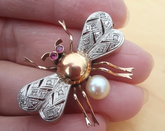 18k Bee Brooch - Etsy