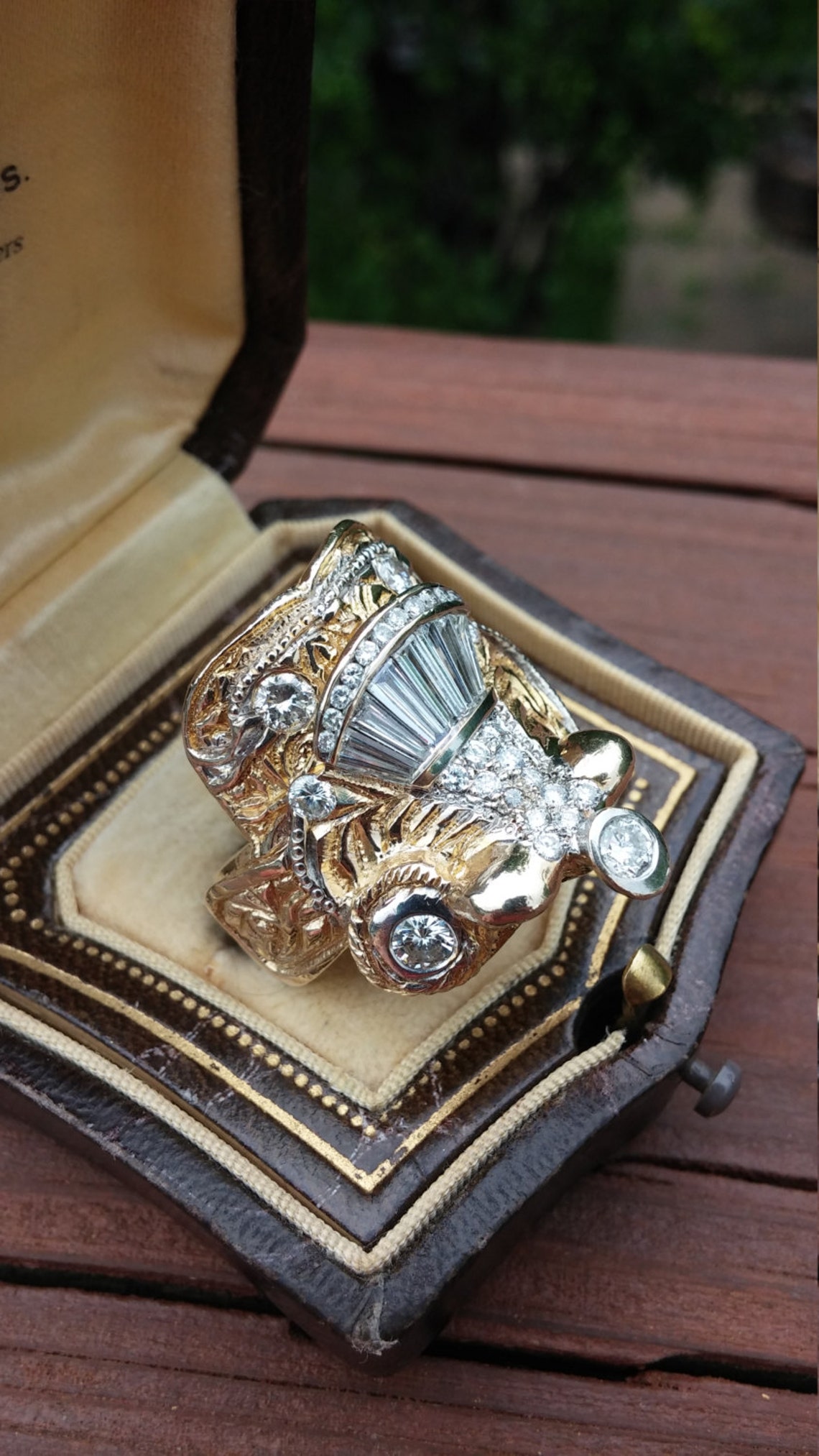 14k Gold Diamond Men's Horse Saddle Ring 34 Grams Unique Etsy