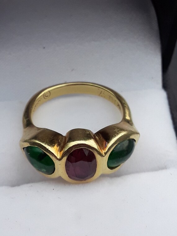 18k Gold Ruby Colombian Emerald Cabochon Wedding … - image 8