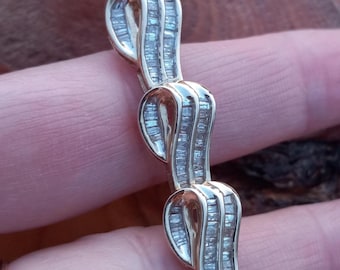 14k Gold 7ct Baguette Diamond Tennis Link Bracelet Fabulous 25 Grams