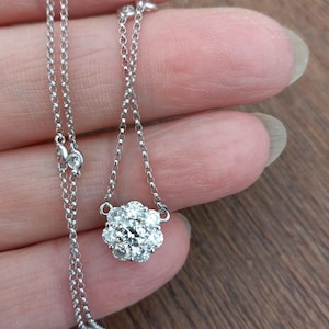 14k Gold Diamond By Yard Necklace With Pendant Flower Design Fabulous