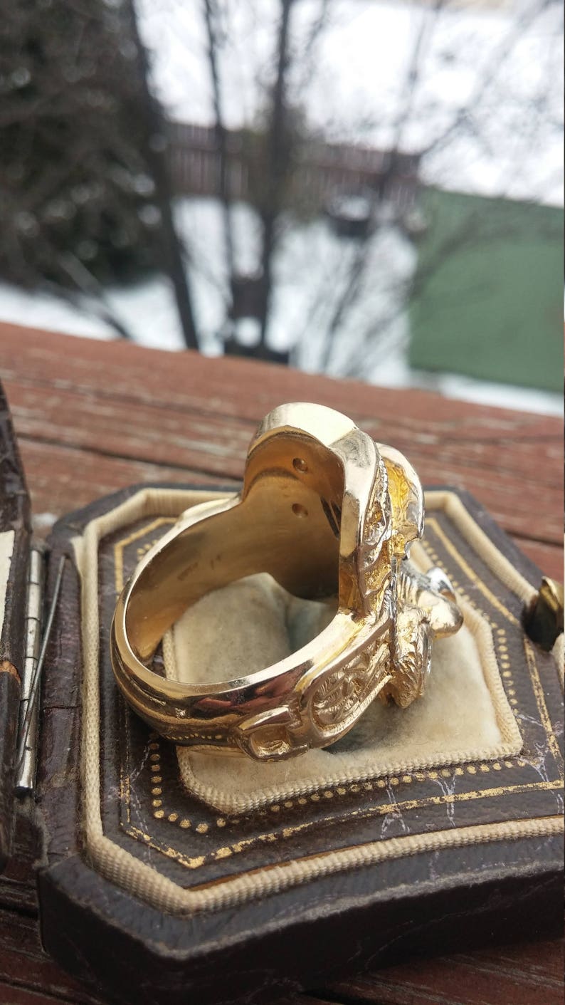 14k Gold Diamond Men's Horse Saddle Ring 34 Grams Unique Etsy