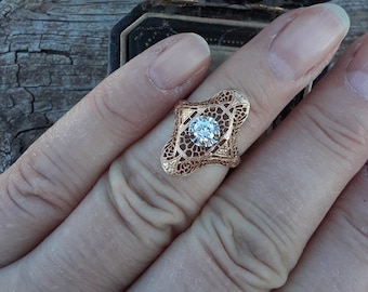 14k Gold Diamond Wedding Engagement  Navette South North Ring Fabulous