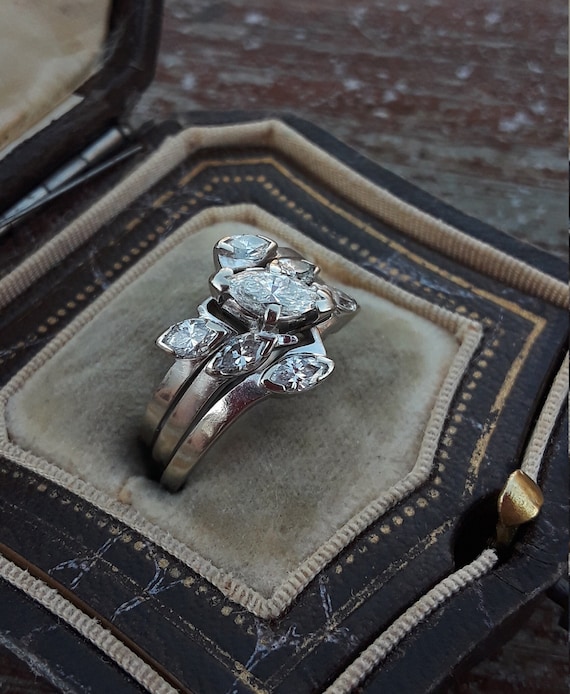Vintage marquise wedding set - Gem
