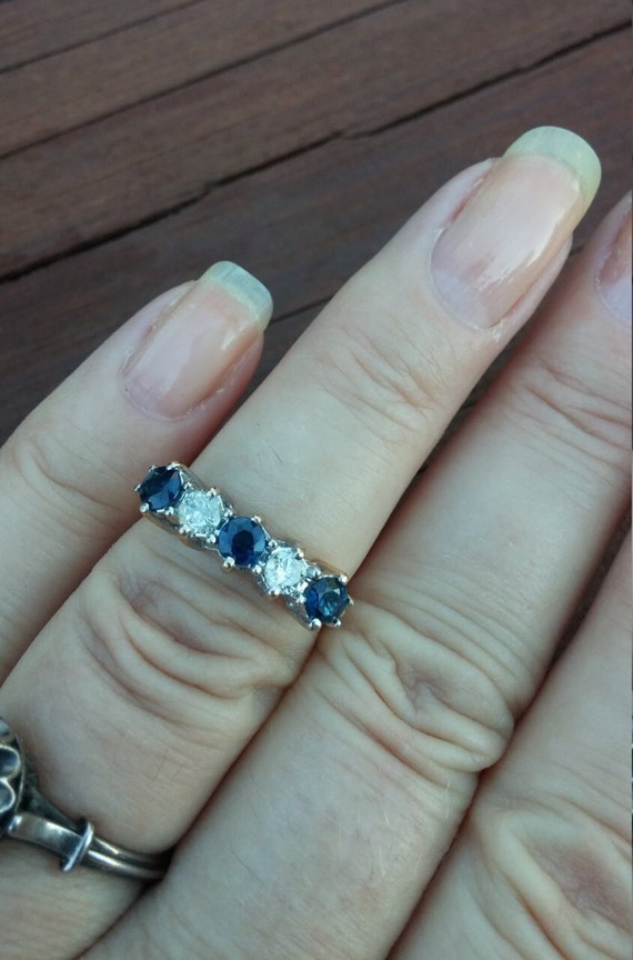 14k Gold Diamond Blue Sapphire Wedding Engagement 