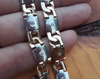 10k Gold Diamond Men's Link Bracelet Ankle Bracelet 20 Grams 9 Inches VIDEO AVAILABLE