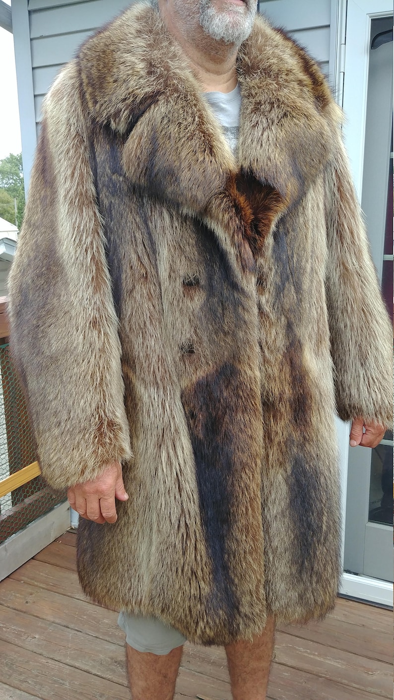 Raccoon Men's Fur Coat FULL PELTS XXL Long Perfect Rare Etsy