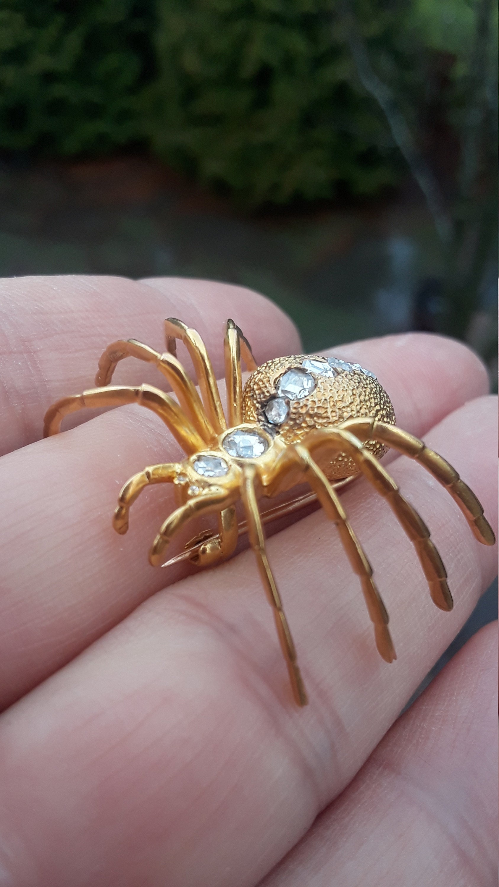 Georgian 18k Gold 1ct Old Mine Cut Diamond Spider Brooch 