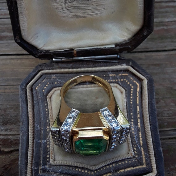 18k Gold 9ct Colombian Emerald Diamond Wedding En… - image 9