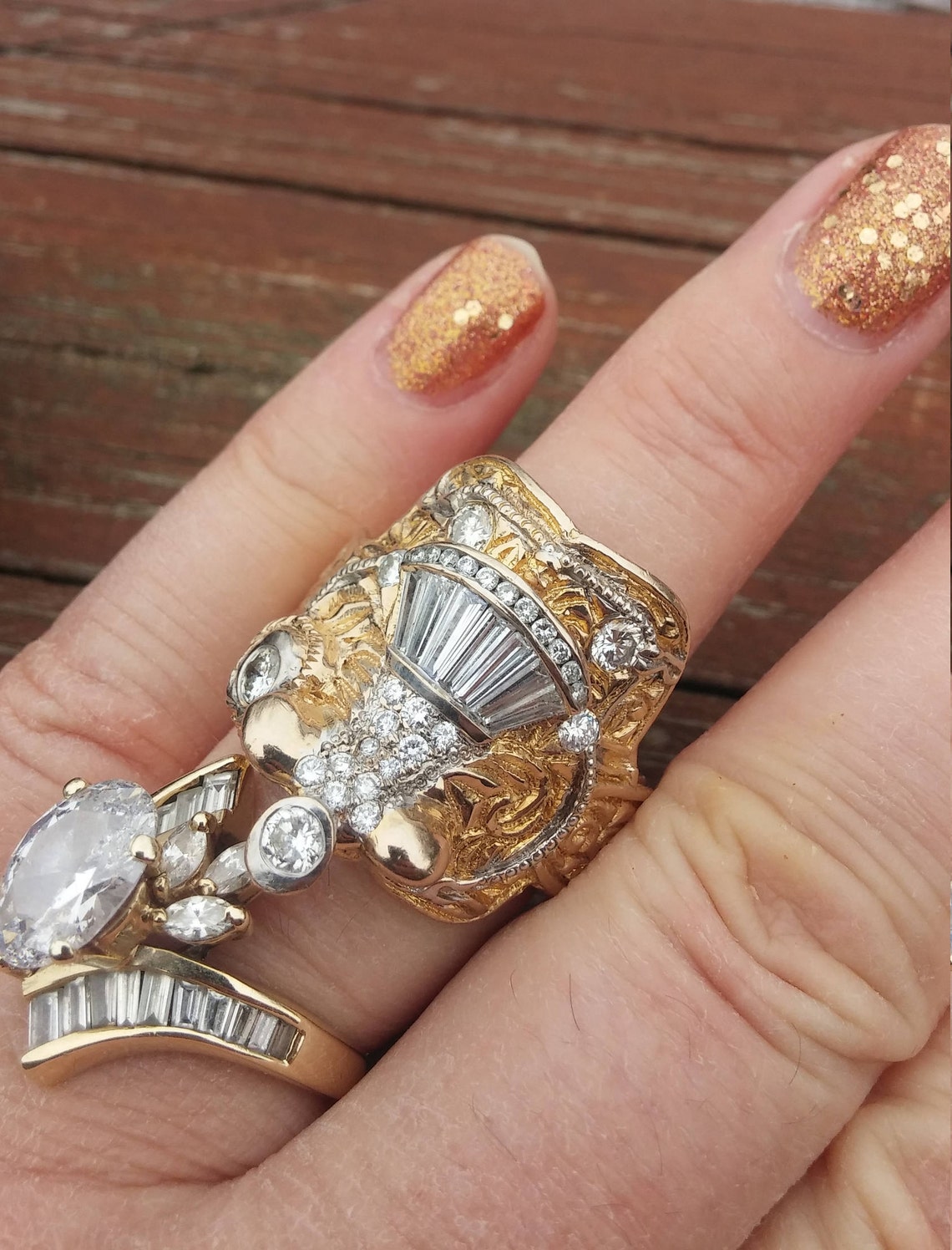 14k Gold Diamond Men's Horse Saddle Ring 34 Grams Unique Etsy