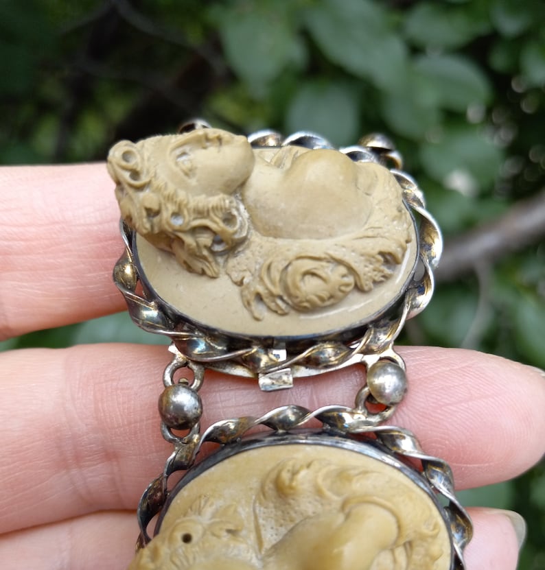 Victorian Silver Lava High Relief Cameos Bracelet Fabulous One of A ...