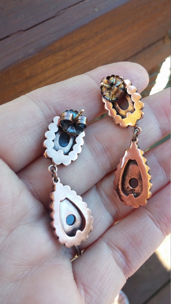 Garnet Cabochon Dangle Earrings - image 5