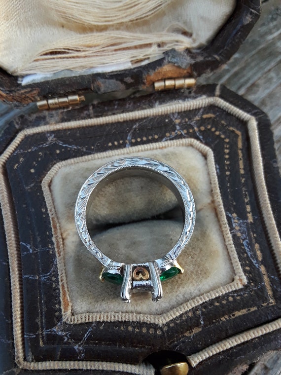 Platinum 18k Gold Colombian Emerald Setting Mount… - image 8