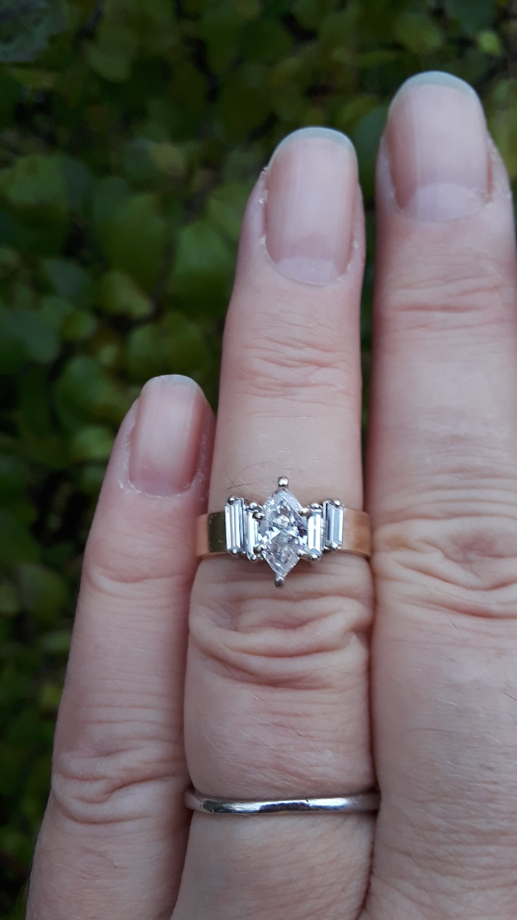 14k Gold Marquise Baguette Diamond Wedding Engagement Ring | Etsy