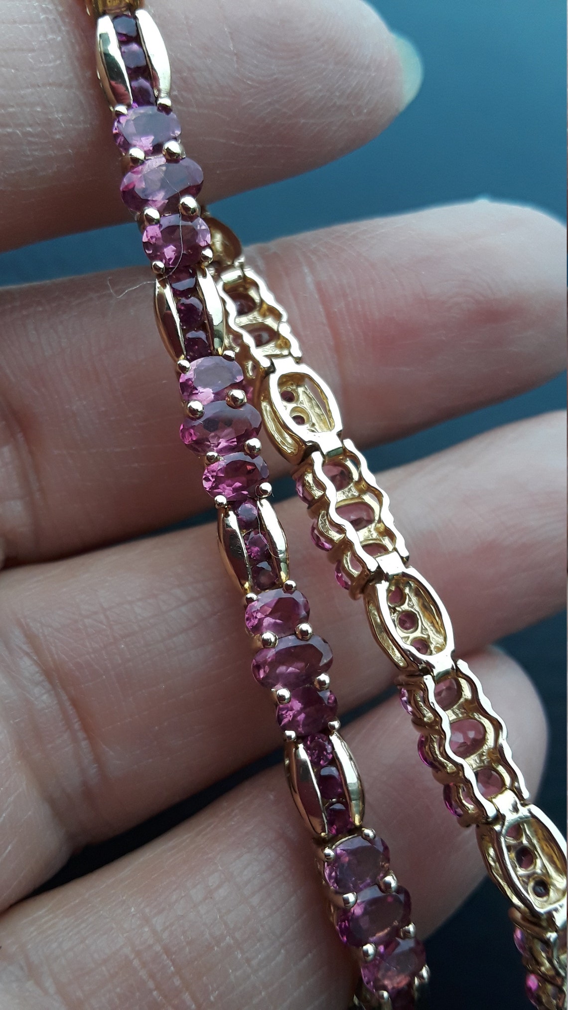 14k Gold Pink Tourmaline Tennis Bracelet Rare Fabulous Etsy