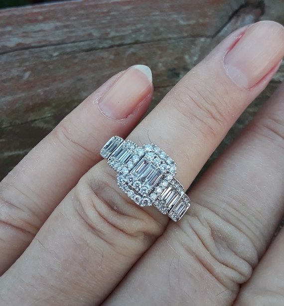 14k Gold Baguette Round Diamond Wedding Engagement