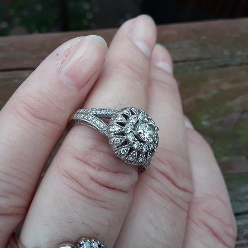 14k Gold Diamond Flower Design Wedding Engagement Ring Price Etsy