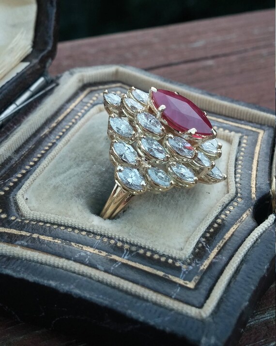 18k Gold G.C&G Designers Diamond Ruby Wedding Eng… - image 3