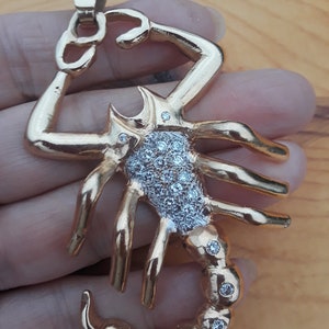 14k Gold 1ct Diamond Scorpion Pendant 56 Grams Unique ONE OF A KIND Video Available image 5