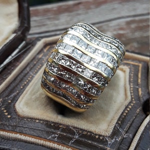 18k Gold 7ct Princess Cut Diamond Wedding Men's Ring Band Unisex Ring 20 Grams Exclusive One Of A Kind VIDEO AVAILABLE