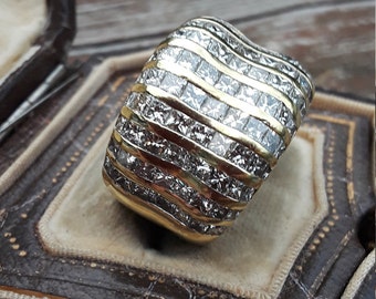 18k Gold 7ct Princess Cut Diamond Wedding Men's Ring Band Unisex Ring 20 Grams Exclusive One Of A Kind VIDEO AVAILABLE